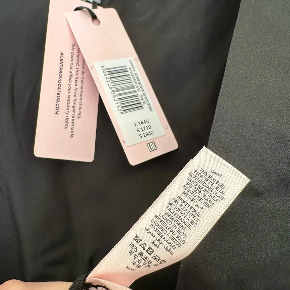 NWT Agent Provocateur 100% Silk Darina Dressing Gown Black Robe Luxury Lingerie - Picture 16 of 17